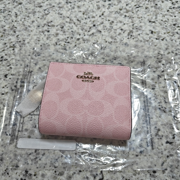 Coach Handbags - Coach Snap Wallet In Signature Canvas With Charm (Powder pink)